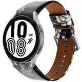 Samsung leren bandje - Bloemenprint grijs - Samsung Galaxy watch 7 - 40mm & 44mm