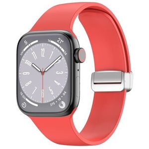 Siliconen bandje - Folding Buckle - Rood - Geschikt voor Apple Watch 42mm / 44mm / 45mm / 49mm