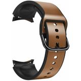 Samsung 2 in 1 siliconen/ leren bandje - Bruin - Samsung Galaxy watch 7 - 40mm & 44mm - Samsung bandje