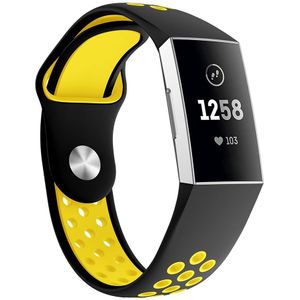 Fitbit Charge 3 & 4 siliconen DOT bandje - Geel / Zwart Maat: Small