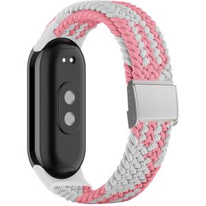 Braided nylon bandje - Roze met wit - Xiaomi Smart band 8