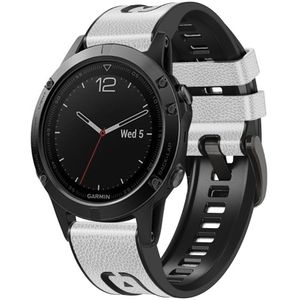 Garmin leer + siliconen bandje - Wit - Garmin Fenix 7X / 6X / 5X