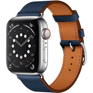 Apple watch Lederen bandje - Donkerblauw - Geschikt voor Apple Watch 38mm / 40mm / 41mm
