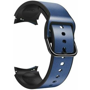 Samsung 2 in 1 siliconen/ leren bandje - Blauw - Samsung Galaxy Watch 6 - 40mm & 44mm