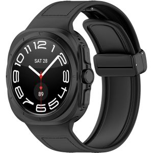 Samsung Hybrid leer + siliconen band - Zwart - Samsung Galaxy Watch Ultra 47mm - Samsung bandje