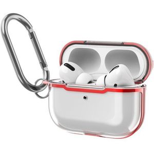 Apple AirPods Pro / AirPods Pro 2 hoesje - TPU - Split series - Transparant / Rood