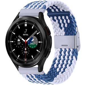Samsung Braided nylon bandje - Blauw / wit - Samsung Galaxy Watch 4 Classic - 42mm / 46mm