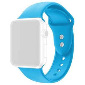 Apple watch Siliconen sportbandje - Blauw - Dubbele druksluiting - Geschikt voor Apple Watch 44mm / 45mm / 46mm / 49mm - Apple watch bandje