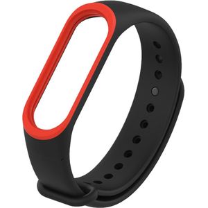 Xiaomi Mi band 3 / 4 / 5 / 6 / 7 bandje Duo color - Zwart met rood