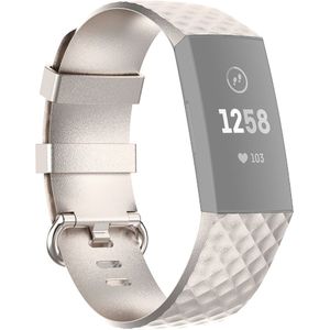 Fitbit Charge 3 & 4 siliconen diamant pattern bandje - Maat: Large - Champagne goud