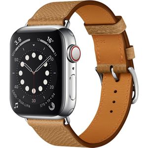 Lederen bandje - Licht Bruin - Geschikt voor Apple Watch 42mm / 44mm / 45mm / 49mm