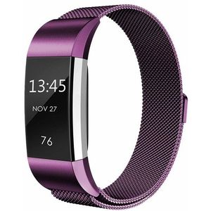Fitbit Charge 2 milanese bandje - Maat: Large - Paars