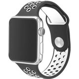 Apple watch Sportbandje - Maat: M/L - Zwart + Wit - Geschikt voor Apple Watch 38mm / 40mm / 41mm