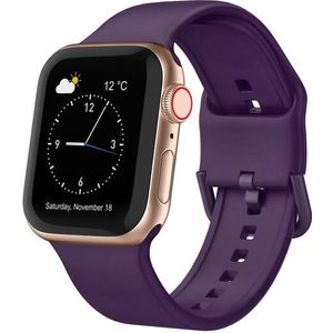 Apple watch Soft siliconen bandje met gespsluiting - Donkerpaars - Geschikt voor Apple Watch 42mm / 44mm / 45mm / 49mm - Apple watch bandjes