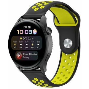 Sport Edition siliconen band - Zwart + geel - Huawei Watch GT 2 / GT 3 / GT 4 - 46mm