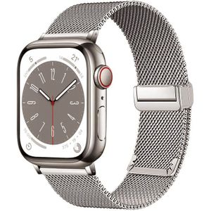 Apple watch Milanese bandje met vouwbare magneetsluiting - Starlight - Geschikt voor Apple Watch 38mm / 40mm / 41mm