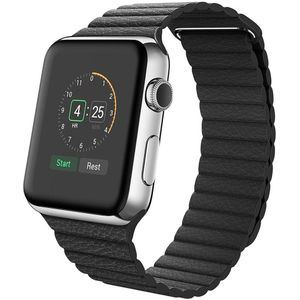 PU Leather Loop bandje - Zwart - Geschikt voor Apple Watch 42mm / 44mm / 45mm / 49mm