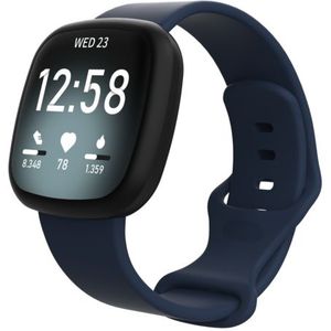 Fitbit Versa 3 & 4 / Sense 1 & 2 Sportbandje - Donkerblauw - Maat: S/M