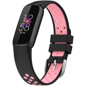 Fitbit Luxe - Siliconen sportbandje - Maat: Large - Zwart + roze