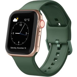 Apple watch Soft siliconen bandje met gespsluiting - Dennengroen - Geschikt voor Apple Watch 38mm / 40mm / 41mm - Apple watch bandjes
