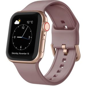 Apple watch Soft siliconen bandje met gespsluiting - Paarsbruin - Geschikt voor Apple Watch 42mm / 44mm / 45mm / 49mm - Apple watch bandjes
