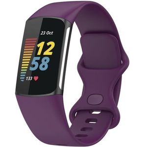 FitBit Charge 5 & 6 Sportbandje met dubbele lus - Donkerpaars - Maat: S