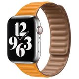 Apple watch Leather Link serie bandje - Geel - Geschikt voor Apple Watch 42mm / 44mm / 45mm / 49mm