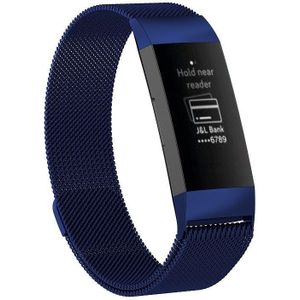 Fitbit Charge 3 & 4 milanese bandje - Maat: Small - Donkerblauw