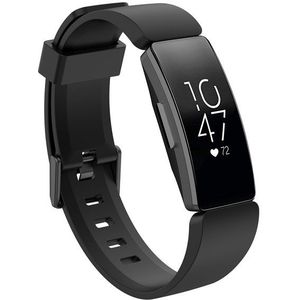 Fitbit Inspire 1 / HR / Ace 2 siliconen bandje met gesp - Maat: Large - zwart