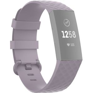 Fitbit Charge 3 & 4 siliconen diamant pattern bandje - Maat: Large - Lichtpaars
