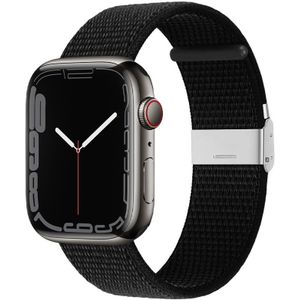 Apple watch Nylon bandje met klemsluiting - Zwart - Geschikt voor Apple Watch 38mm / 40mm / 41mm - Apple watch bandjes