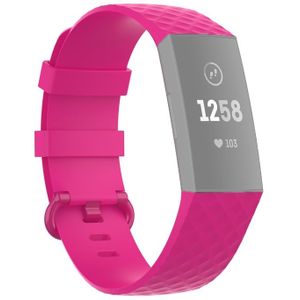 Fitbit Charge 3 & 4 siliconen diamant pattern bandje - Maat: Large - Roze