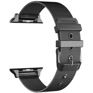 Milanese met gesp bandje - Zwart - Geschikt voor Apple Watch 42mm / 44mm / 45mm / 49mm