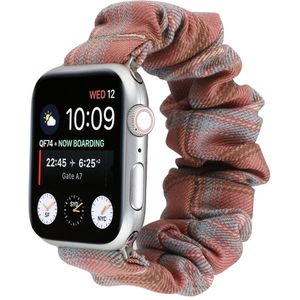 Elastisch scrunchie nylon bandje - Lichtrood / blauw - Geschikt voor Apple Watch 38mm / 40mm / 41mm