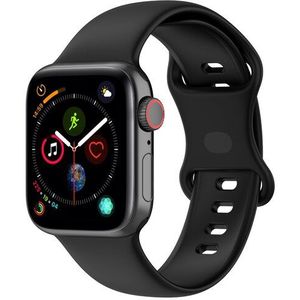 Apple watch Siliconen sportbandje - Zwart - Maat: S/M - Geschikt voor Apple Watch 42mm / 44mm / 45mm / 49mm - Apple watch bandjes
