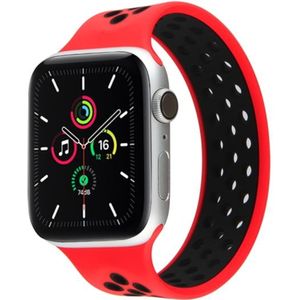 Apple watch Solo Loop Sportbandje - Maat: L - Rood + Zwart - Geschikt voor Apple Watch 42mm / 44mm / 45mm / 49mm - Apple watch bandjes
