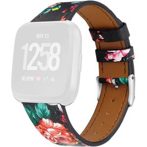 Fitbit Versa 1 / 2 & Lite leren bandje - Bloemenprint