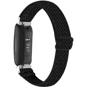 Fitbit Inspire 3 - Elastische solo loop nylon bandje - Zwart