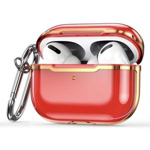 Apple AirPods Pro / AirPods Pro 2 hoesje - TPU - Split series - Rood + Goud (transparant)
