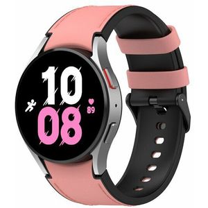 Samsung leer + siliconen bandje - Maat: large - Roze - Samsung Galaxy Watch 6 - 40mm & 44mm