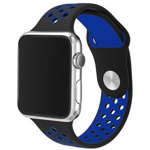 Sportbandje - Maat: S/M - Zwart + Blauw - Geschikt voor Apple Watch 42mm / 44mm / 45mm / 49mm
