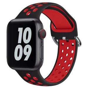 Siliconen sportband met gesp - Zwart + Rood - Geschikt voor Apple Watch 38mm / 40mm / 41mm