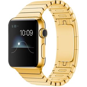 Apple watch Schakelarmband Stainless Steel bandje - Goud - Geschikt voor Apple Watch 38mm / 40mm / 41mm - Apple watch bandjes