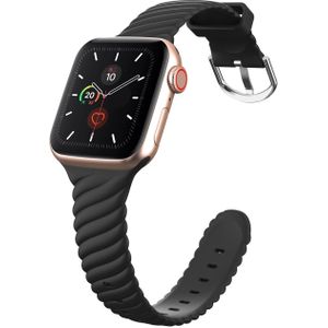 Apple watch Siliconen 'Twist' bandje - Zwart - Geschikt voor Apple Watch 42mm / 44mm / 45mm / 49mm