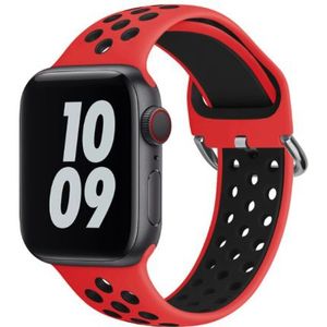 Siliconen sportband met gesp - Rood + Zwart - Geschikt voor Apple Watch 42mm / 44mm / 45mm / 49mm