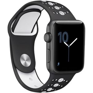 Apple watch Sportbandje combi-kleuren - Zwart + wit - Geschikt voor Apple Watch 42mm / 44mm / 45mm / 46mm / 49mm - Apple watch bandjes