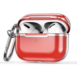 Apple AirPods Pro / AirPods Pro 2 hoesje - TPU - Split series - Rood + Zilver (transparant)