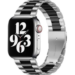 Apple watch Stalen schakelband - Zilver met zwart - Geschikt voor Apple watch 44mm / 45mm / 46mm / 49mm - Apple watch bandjes