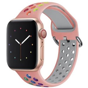 Apple watch Siliconen sportband met gesp - Roze + Multicolor - Geschikt voor Apple Watch 38mm / 40mm / 41mm - Apple watch bandjes