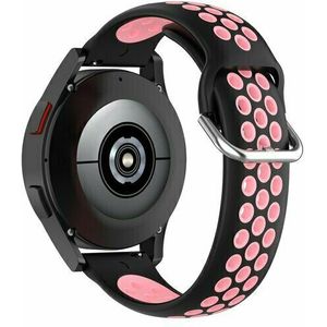 Siliconen sportbandje met gesp - Zwart + lichtroze - Huawei Watch GT 2 Pro / GT 3 Pro - 46mm